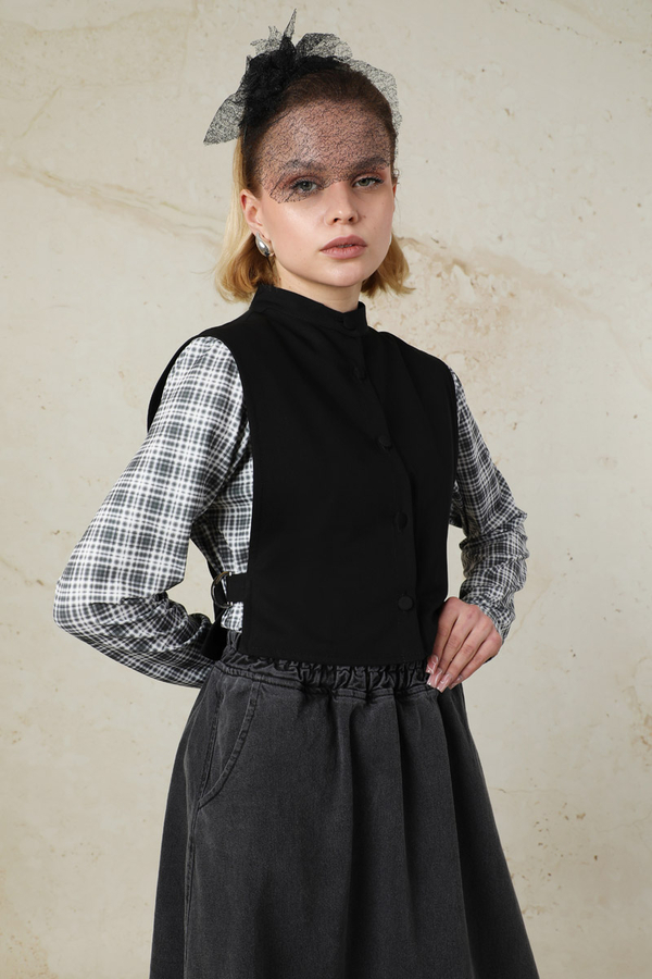 Düğmeli Yelek Siyah 