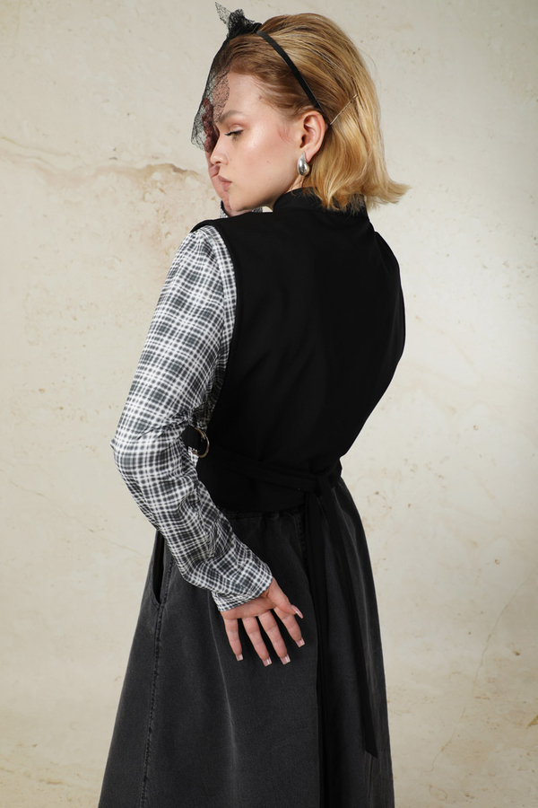 Düğmeli Yelek Siyah - 11