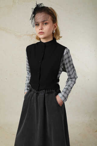 Düğmeli Yelek Siyah - 2