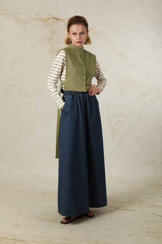 Düğmeli Yelek Yağ Yeşili - 2