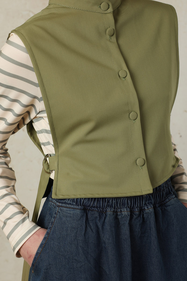 Düğmeli Yelek Yağ Yeşili - 6