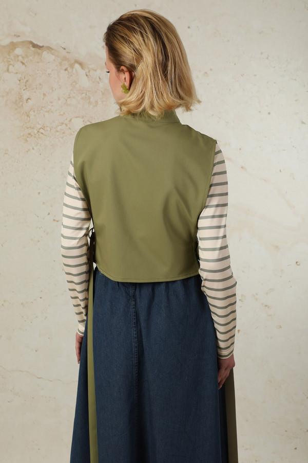 Düğmeli Yelek Yağ Yeşili - 8