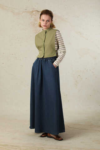 Düğmeli Yelek Yağ Yeşili - 7