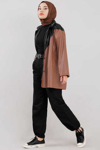 Duo Deri Ceket Taba - 4