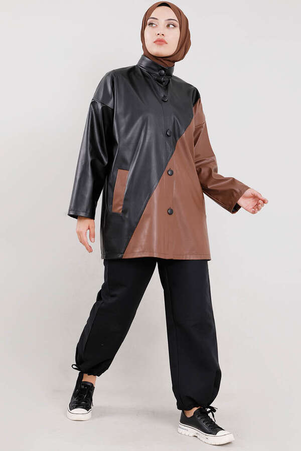 Duo Leather Jacket Tan - 1