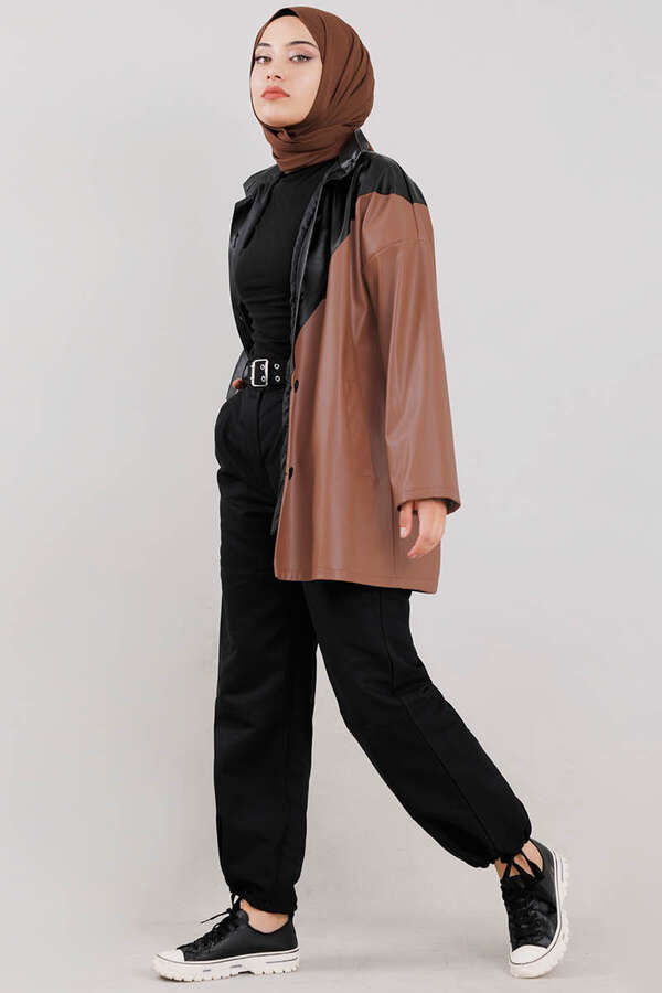 Duo Leather Jacket Tan - 4