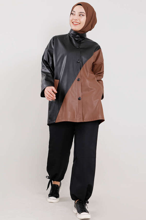 Duo Leather Jacket Tan - 5