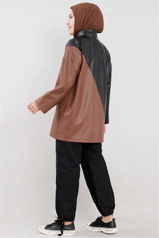 Duo Leather Jacket Tan - 6
