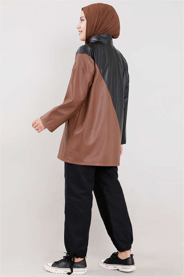 Duo Leather Jacket Tan - 6