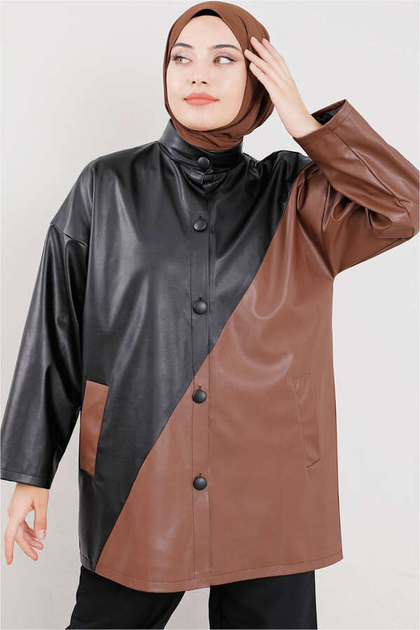 Duo Leather Jacket Tan - 3