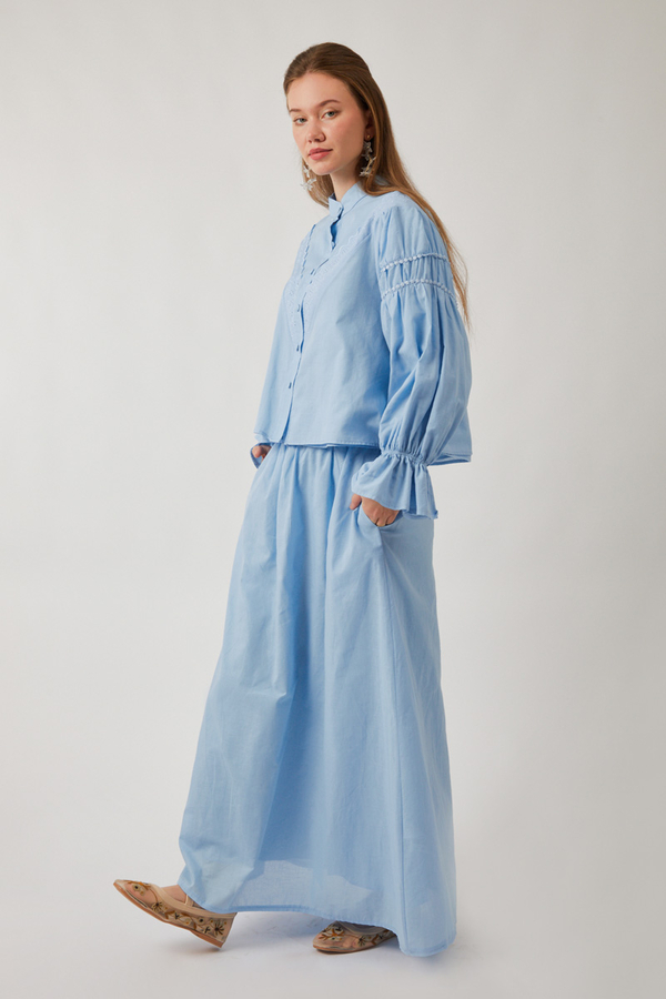 Duru Büzgülü Etek Bebe Mavisi 