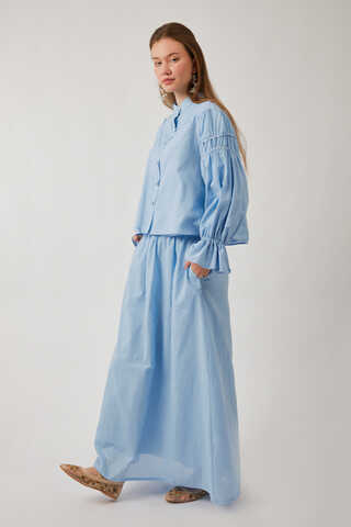 Duru Büzgülü Etek Bebe Mavisi - 1