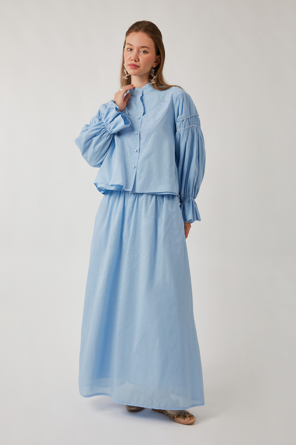 Duru Büzgülü Etek Bebe Mavisi - 6