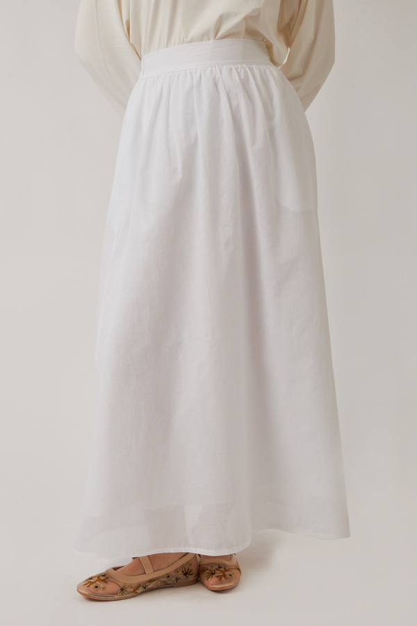 Duru Büzgülü Etek Beyaz - 10