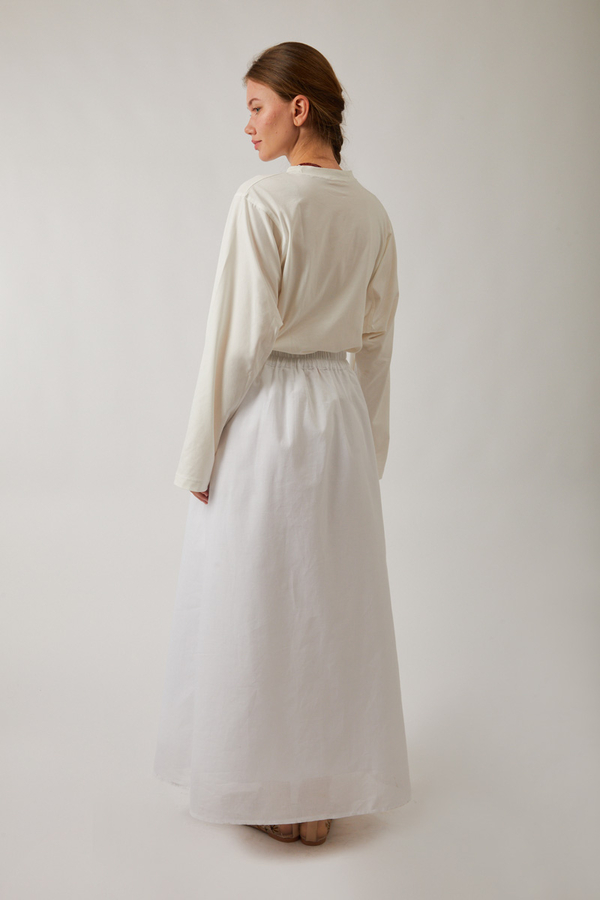 Duru Büzgülü Etek Beyaz - 11