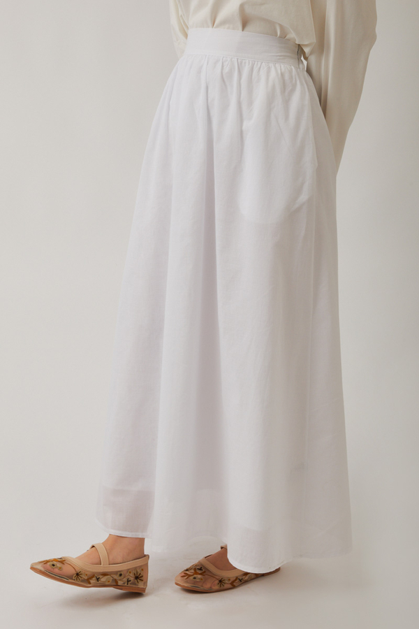 Duru Büzgülü Etek Beyaz - 5