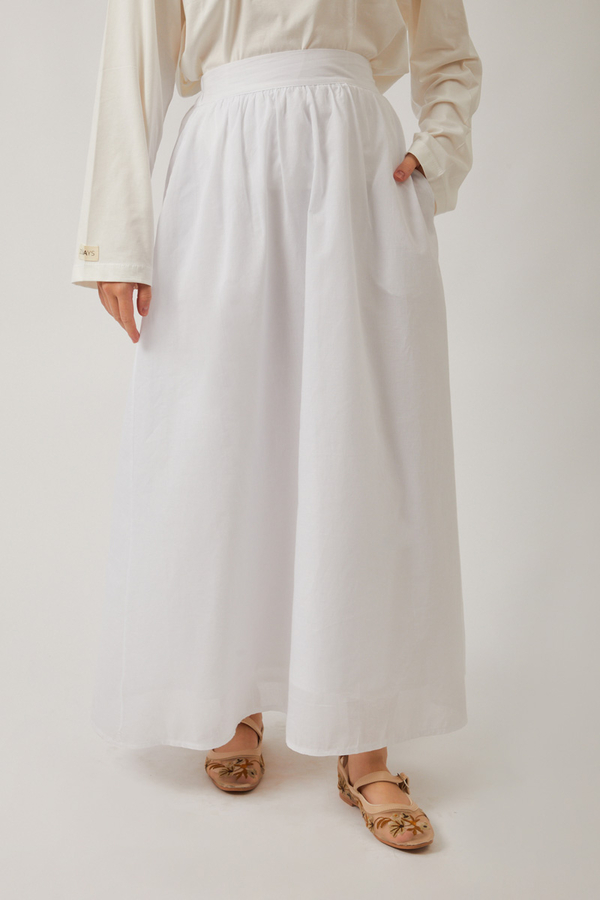 Duru Büzgülü Etek Beyaz - 9