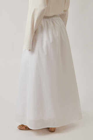 Duru Büzgülü Etek Beyaz - 12