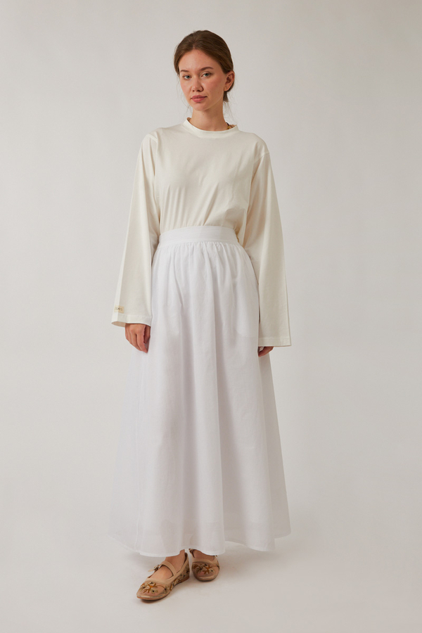 Duru Büzgülü Etek Beyaz - 4