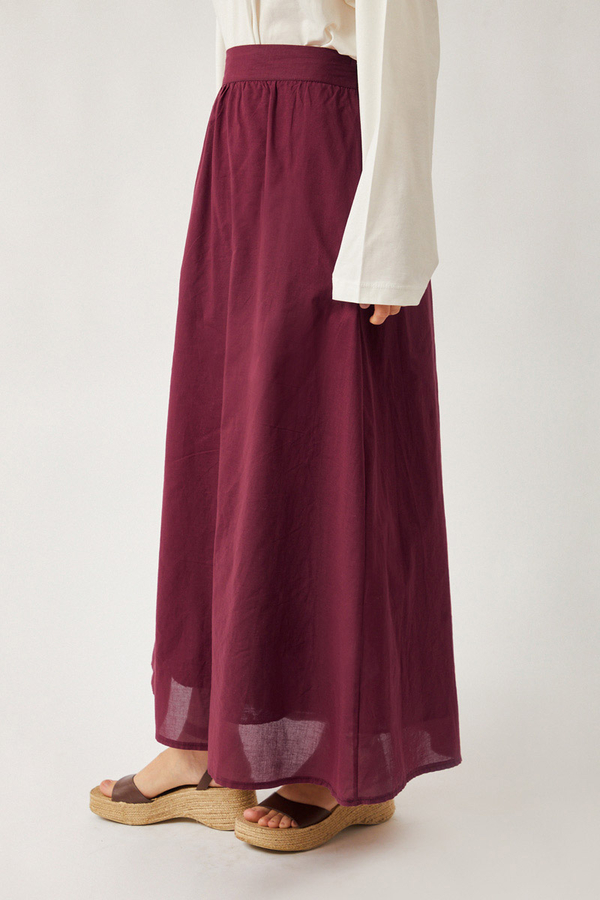 Duru Büzgülü Etek Bordo - 7