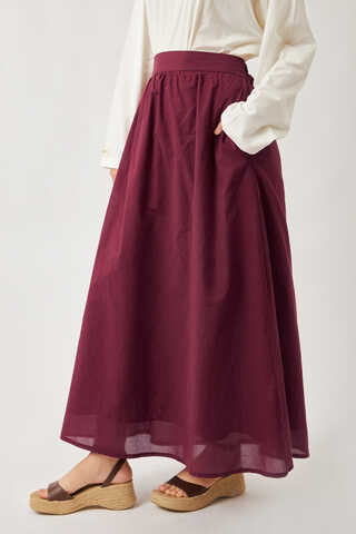 Duru Büzgülü Etek Bordo - 3