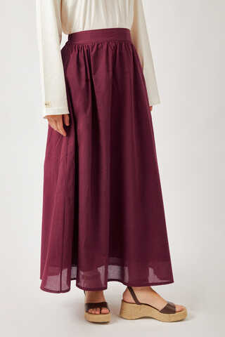 Duru Büzgülü Etek Bordo - 8