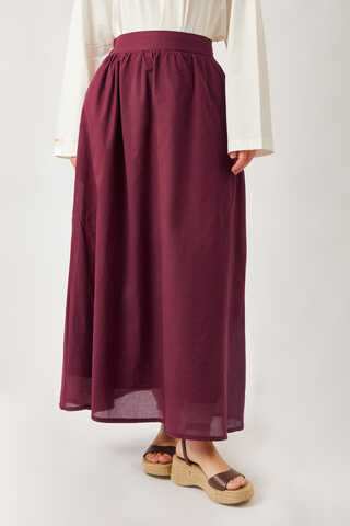 Duru Büzgülü Etek Bordo - 9