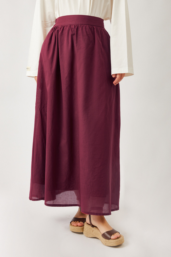 Duru Büzgülü Etek Bordo - 9