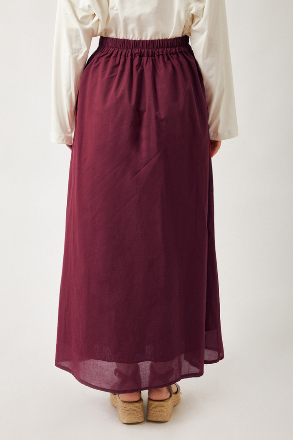 Duru Büzgülü Etek Bordo - 10