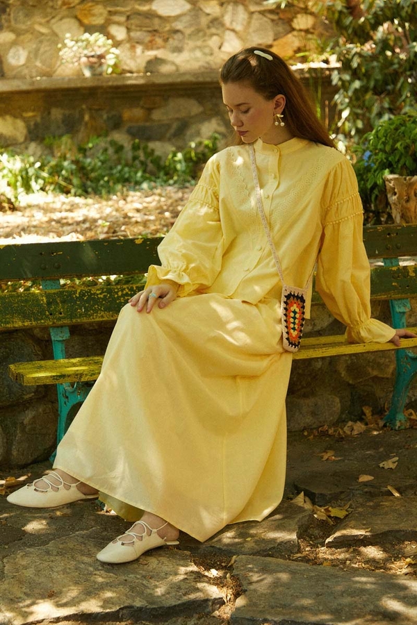 Duru Büzgülü Etek Tereyağı Sarısı - 4