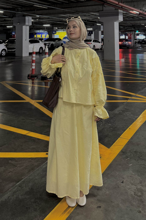 Duru Büzgülü Etek Tereyağı Sarısı - 2