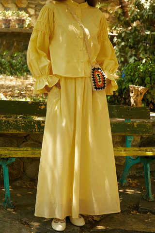 Duru Büzgülü Etek Tereyağı Sarısı - 6