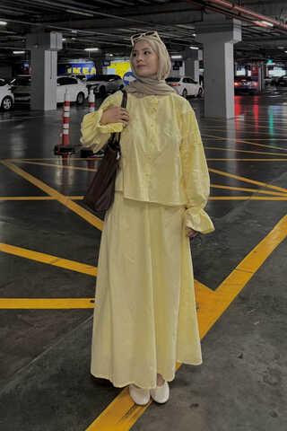 Duru Büzgülü Etek Tereyağı Sarısı - 2