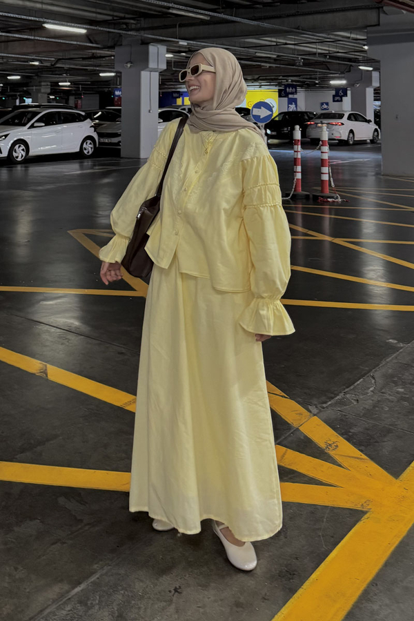 Duru Büzgülü Etek Tereyağı Sarısı - 3