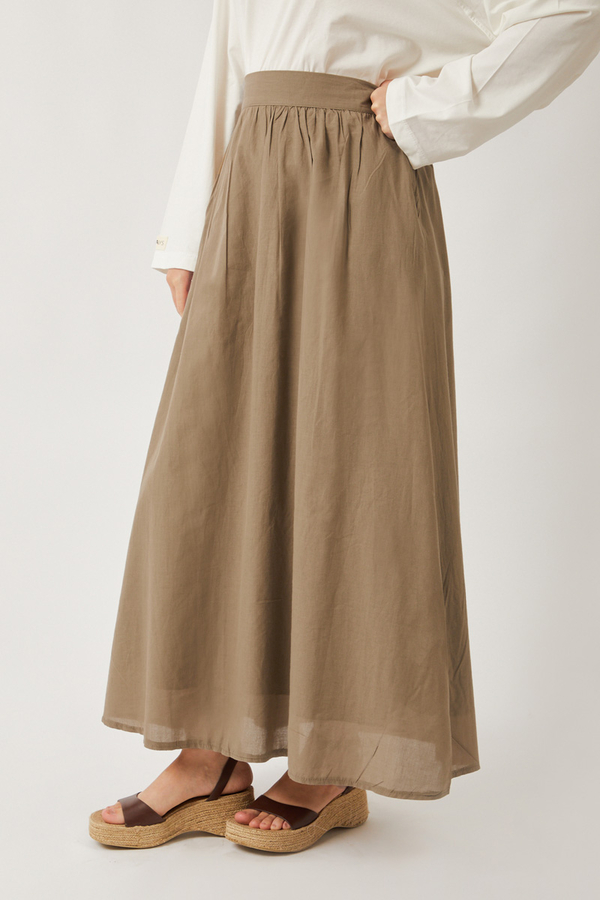 Duru Büzgülü Etek Vizon - 6