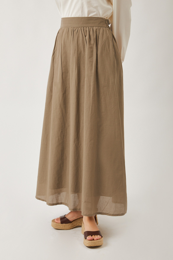 Duru Büzgülü Etek Vizon - 8