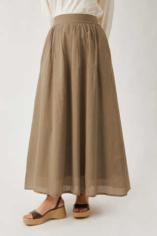 Duru Büzgülü Etek Vizon - 10