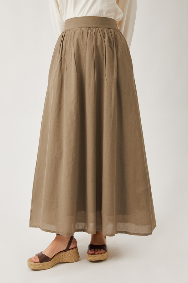 Duru Büzgülü Etek Vizon - 10