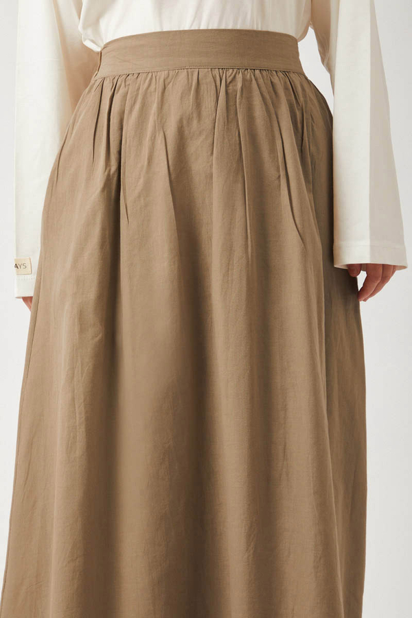 Duru Büzgülü Etek Vizon - 12