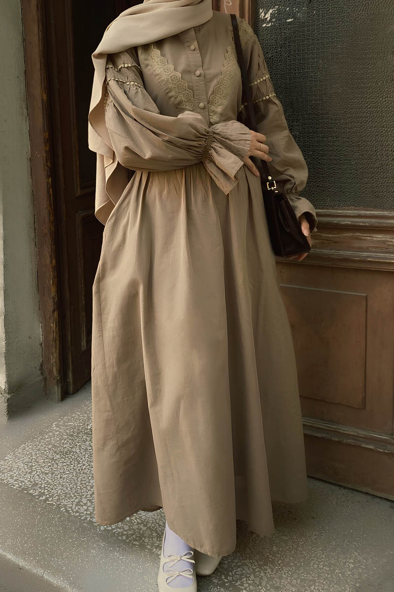 Duru Büzgülü Etek Vizon