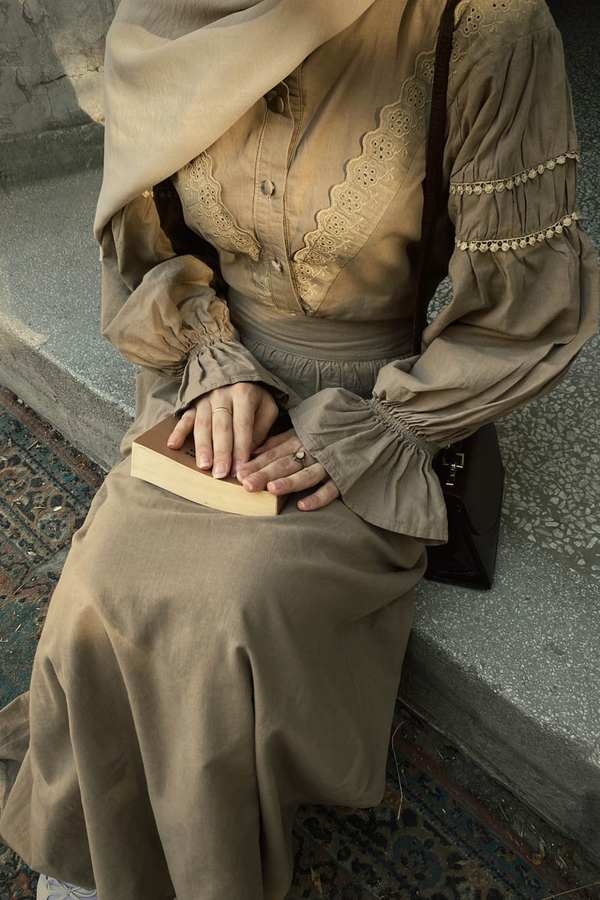 Duru Büzgülü Etek Vizon (1)