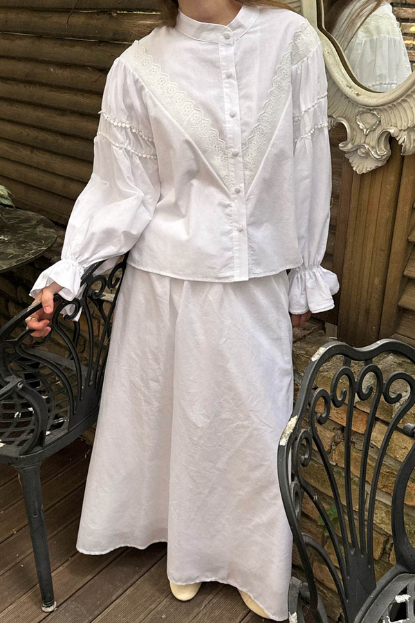 Duru Dantelli Gömlek Beyaz - 4