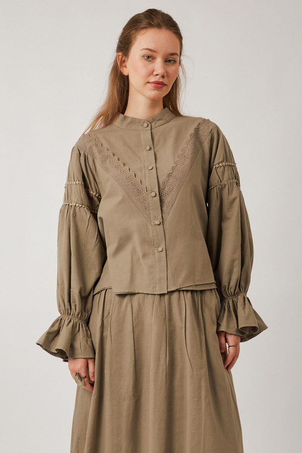 Duru Dantelli Gömlek Vizon - 5