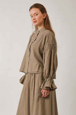 Duru Dantelli Gömlek Vizon - 9