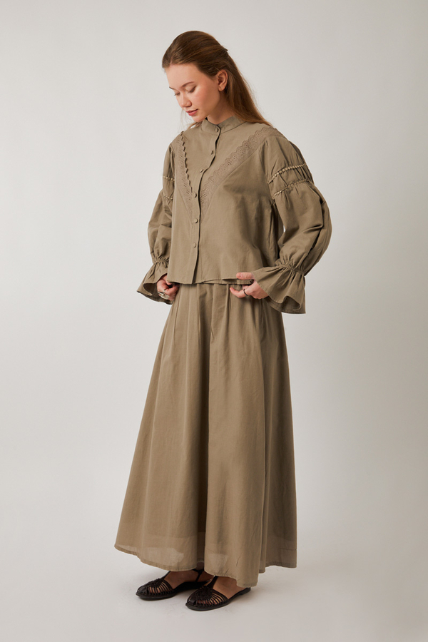 Duru Dantelli Gömlek Vizon - 6