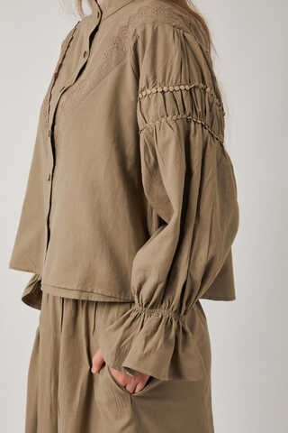 Duru Dantelli Gömlek Vizon - 13