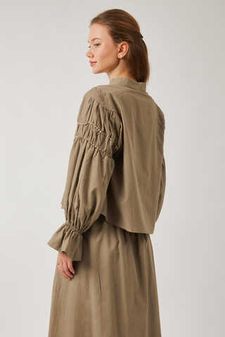 Duru Dantelli Gömlek Vizon - 14