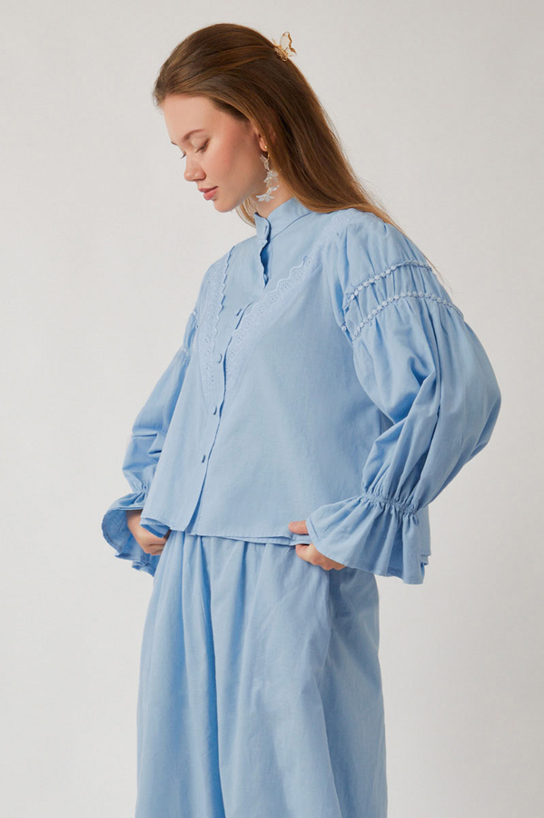 Duru Lace Shirt Baby Blue - 2