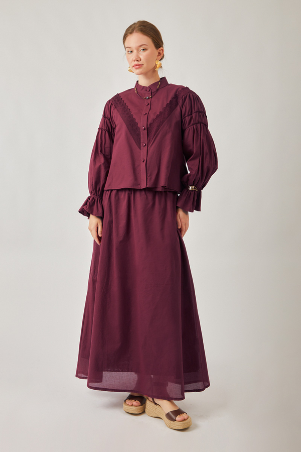 Duru Lace Shirt Burgundy - 4