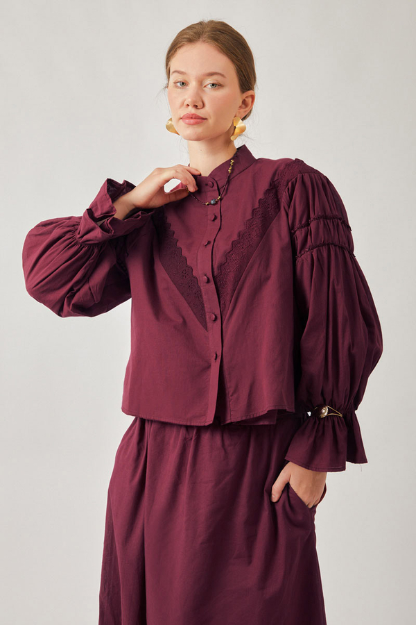 Duru Lace Shirt Burgundy - 8